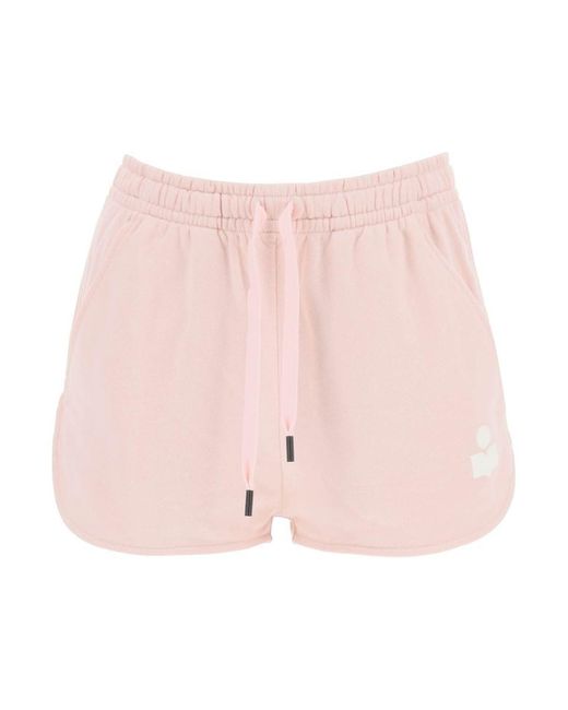 Isabel Marant Pink Isabel Marant Etoile Mifa Sports Shorts With Flocked Logo