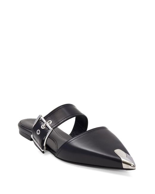 Alexander McQueen Black Buckled Leather Mules