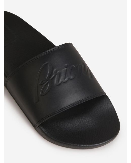 Brioni White Leather Logo Sandals for men