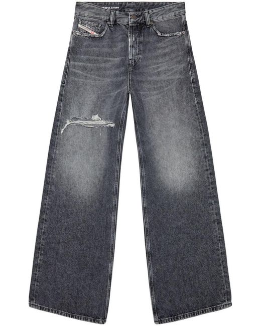 DIESEL Blue Low-rise Organic Cotton Loose-fit Jeans