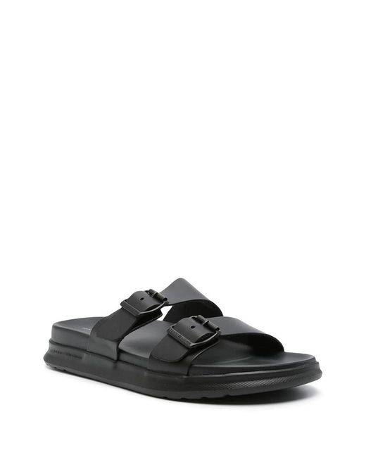 Tommy Hilfiger Black D Density Hilfiger Buckle Sandal Shoes for men