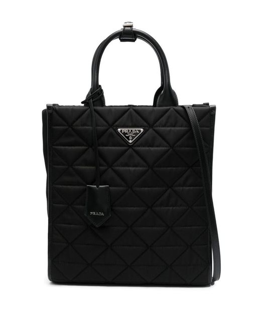 Prada Black Re-nylon Quilted Tote Bag