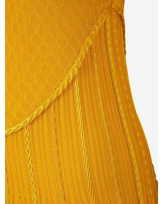 Givenchy Yellow Pleated Knit Dress