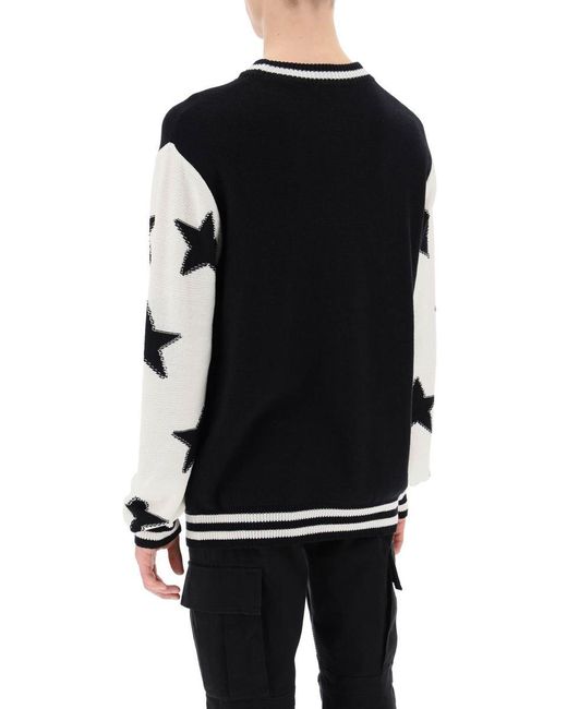 Balmain Black Sweater With Star Motif for men