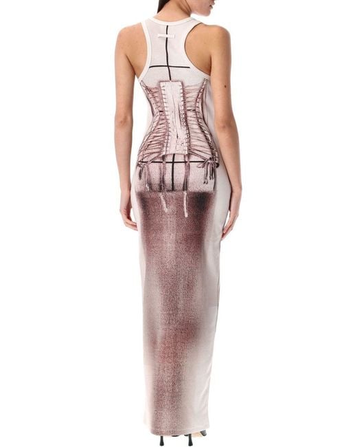Jean Paul Gaultier Red Corset Trompe L'Oeil Knit Dress