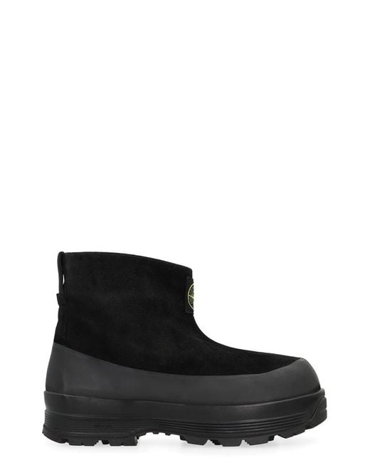 Stone Island Black Suede Ankle Boots for men