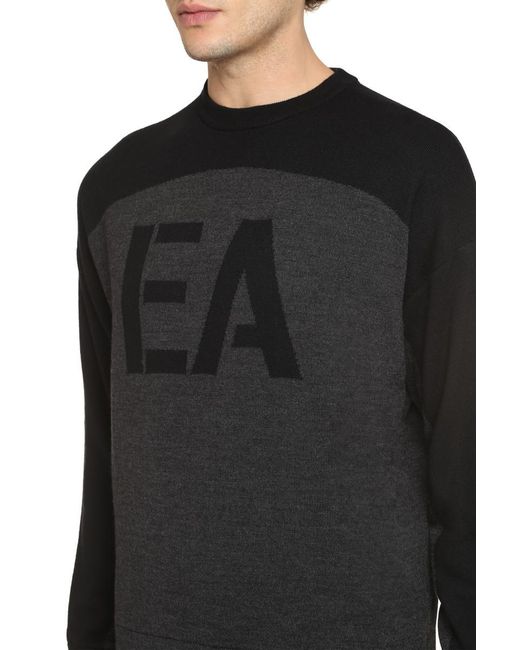 Emporio Armani Black Long Sleeve Crew-neck Sweater for men