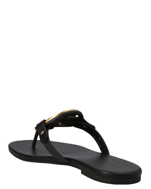 Tory Burch Miller Metal Double T Soft Sandals in Black | Lyst