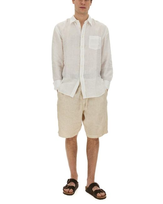 120% Lino Natural Linen Bermuda Shorts for men