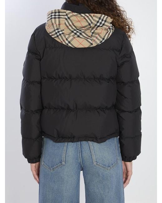 Burberry Black Puffer Jacket With Concealed Hood