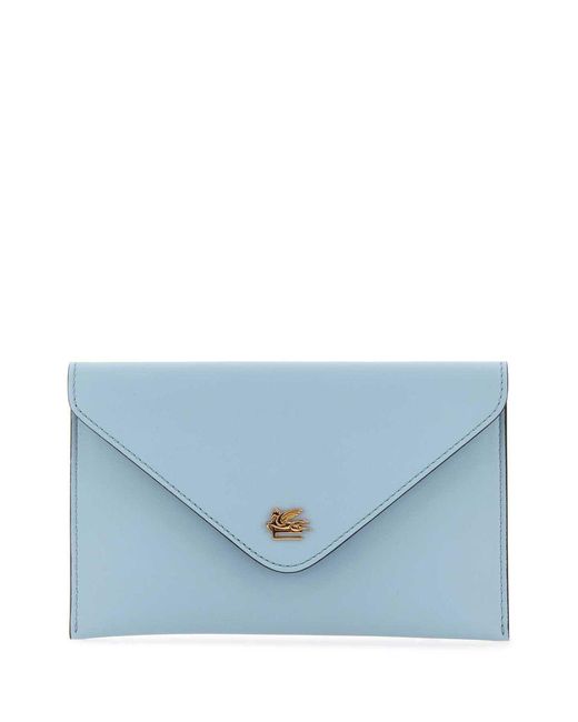 Etro Blue Leather Flat Pouch