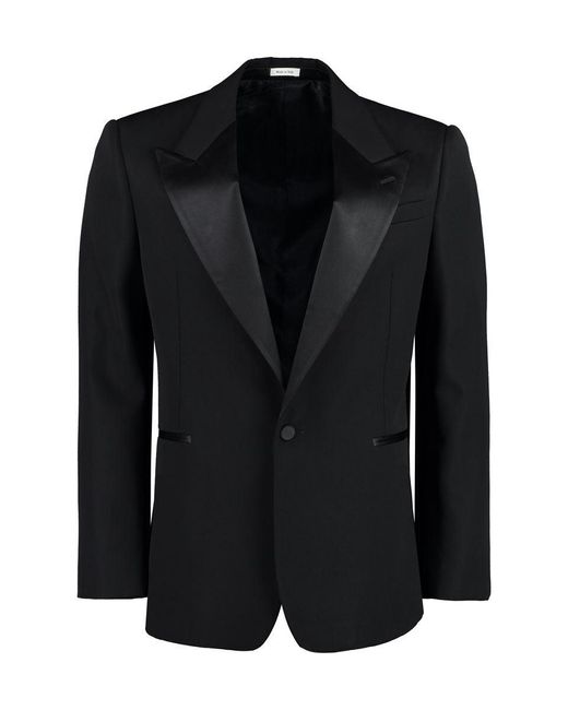 Alexander McQueen Black Single-Breasted Wool Jacket for men