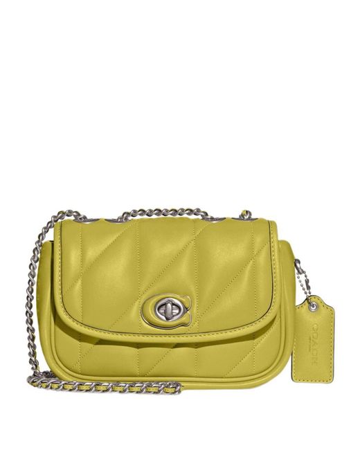 COACH Crossbody Bag Leather Green Lime in Yellow Lyst