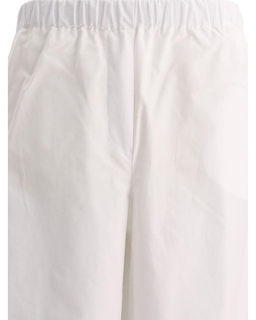 Max Mara White Wide Poplin Trousers