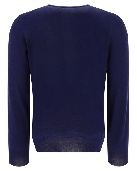 Brunello Cucinelli Blue Lightweight Cashmere And Silk Sweater for men