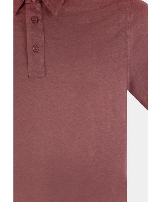 Majestic Filatures Red Linen Short-sleeved Polo Shirt for men