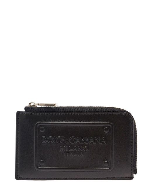 Dolce & Gabbana Black Card-Holder With Tonal Logo Plaque for men