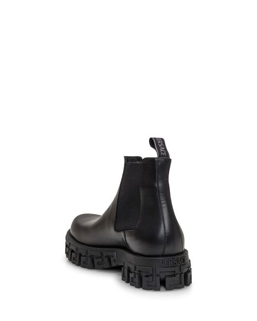 Versace Black Greca Ankle Boot for men