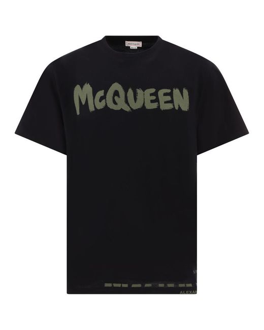 Alexander McQueen Black Alexander Mc Queen Mc Queen Graffiti T Shirt for men