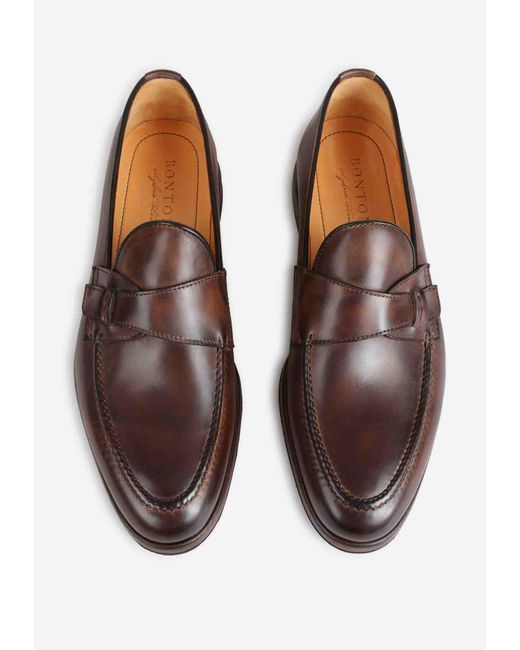 Bontoni Brown Riviera Leather Loafers for men