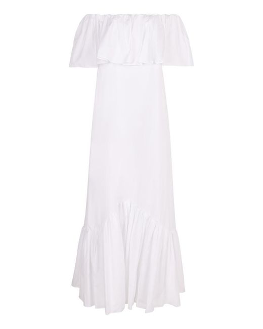 Max Mara White Petali Poplin Maxi Dress