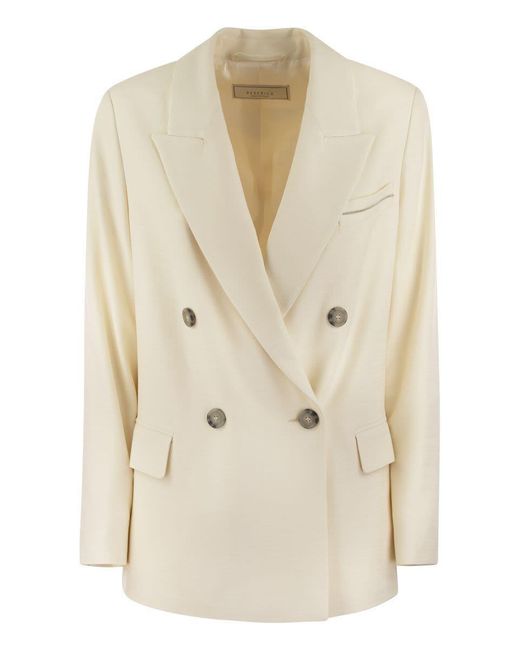 Peserico Natural Viscose Blend Double-breasted Blazer