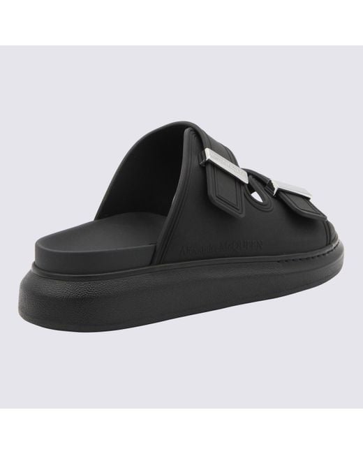 Alexander McQueen Black Leather Hybrid Sandals for men