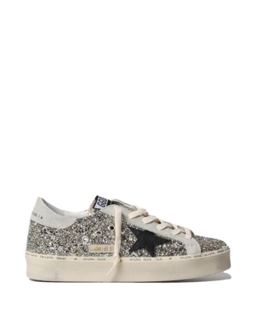 Golden Goose Leather Hi Star Glitter Sneakers in White | Lyst