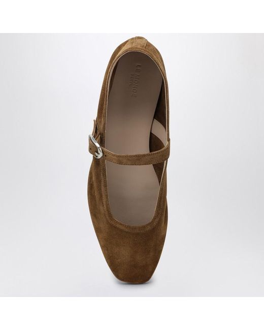 Le Monde Beryl Suede Mary Jane Ballerina in Brown | Lyst
