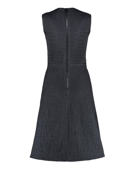 Moncler Black Midi Dress With Flared Hem