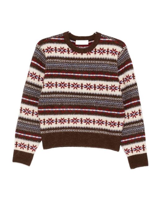 DUNST Brown Wool Blend Crewneck Jumper