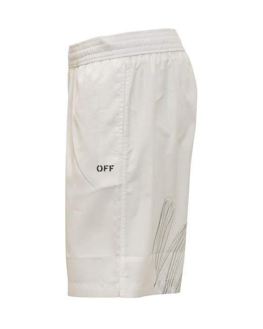 Off-White c/o Virgil Abloh White Beach Boxer Shorts With Scribble Pattern for men
