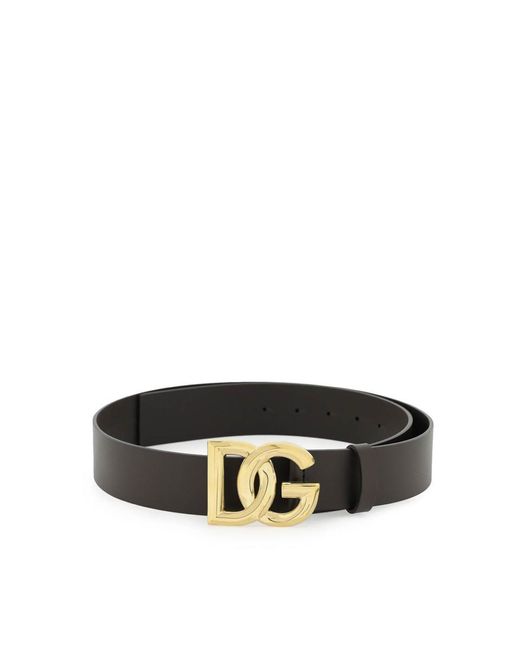 Dolce & Gabbana Black Lux Leather Belt With Dg Buckle for men