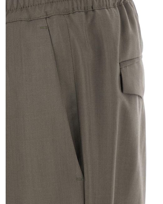 Low Brand Gray Pants With Elastic Waist And Patch Pockets On The Back for men