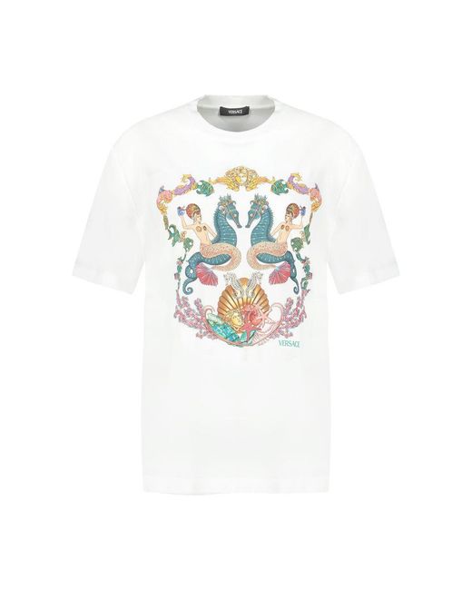 Versace Theater Crest T Shirt in White for Men | Lyst