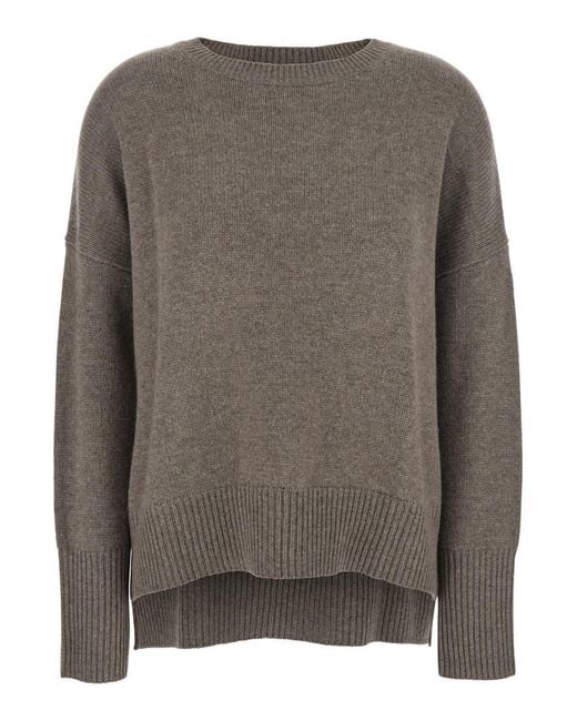 Lisa Yang Gray 'Mila' Sweater With Ribbed Trim