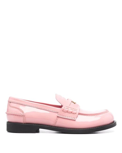 Miu Miu Pink Patent Leather Penny Loafers