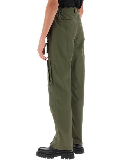 ANDERSSON BELL Green Cargo Pants With Raw-cut Details for men