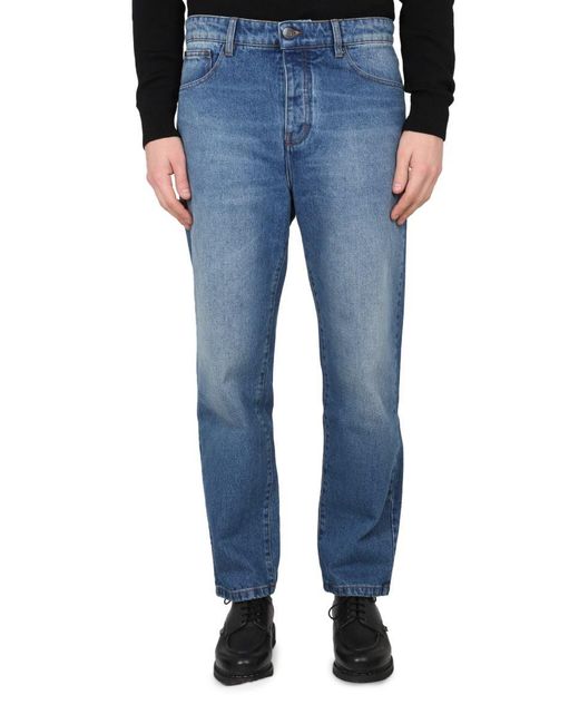 AMI Blue Tapered Fit Jeans for men