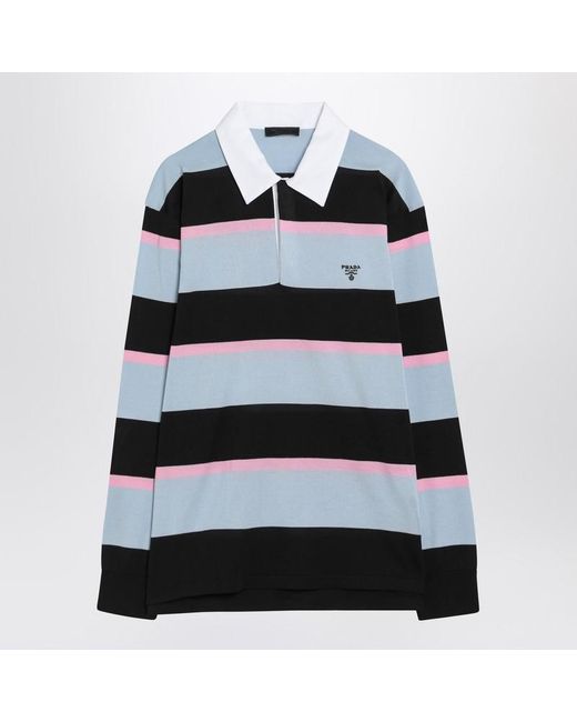Prada Black Striped Polo for men