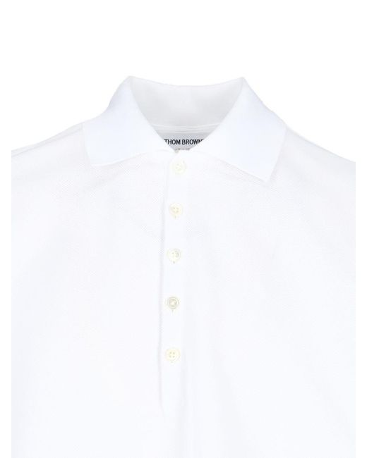 Thom Browne White Polo Shirt With Tricolor Detail for men