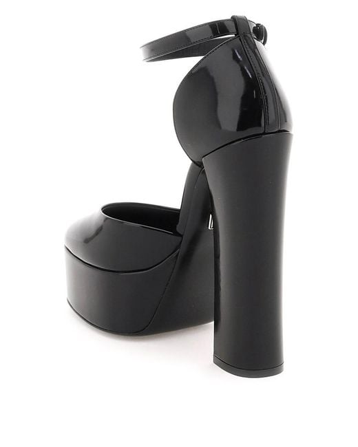 Dolce & Gabbana Black Polished Leather Platform Pumps