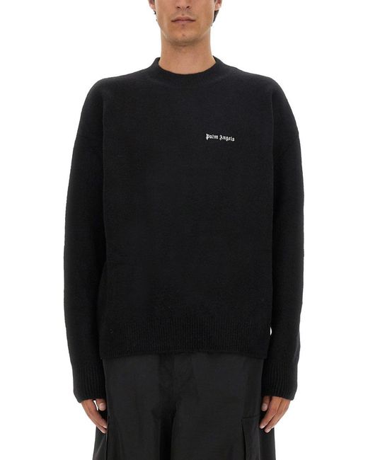 Palm Angels Black Regular Fit T-Shirt With Logo (Size M) for men