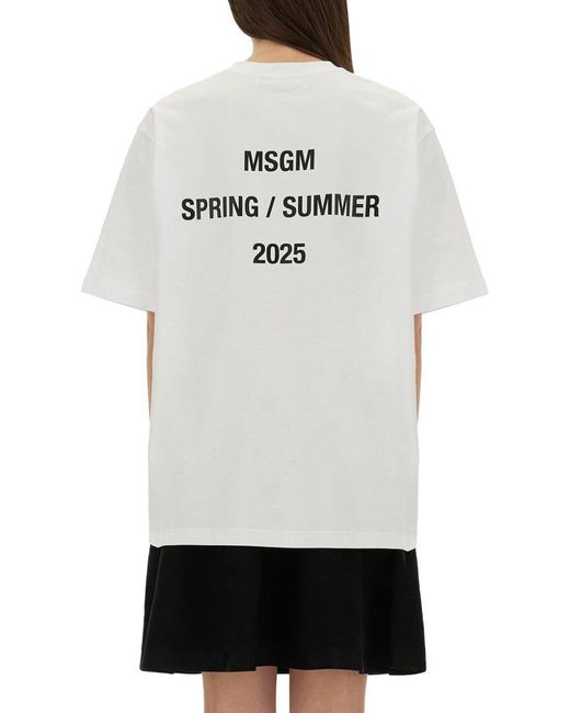 MSGM Gray T-Shirt With Print