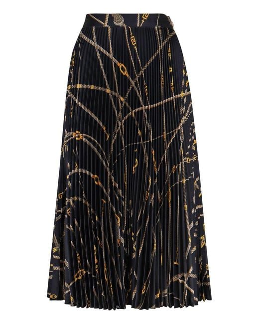 Versace Black Pleated Midi Skirt
