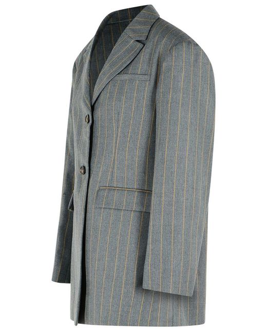 Ganni Gray Grey Wool Blend Blazer