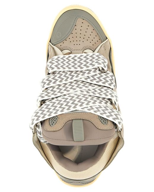 Lanvin White Curb Leather And Mesh Low-top Trainers for men