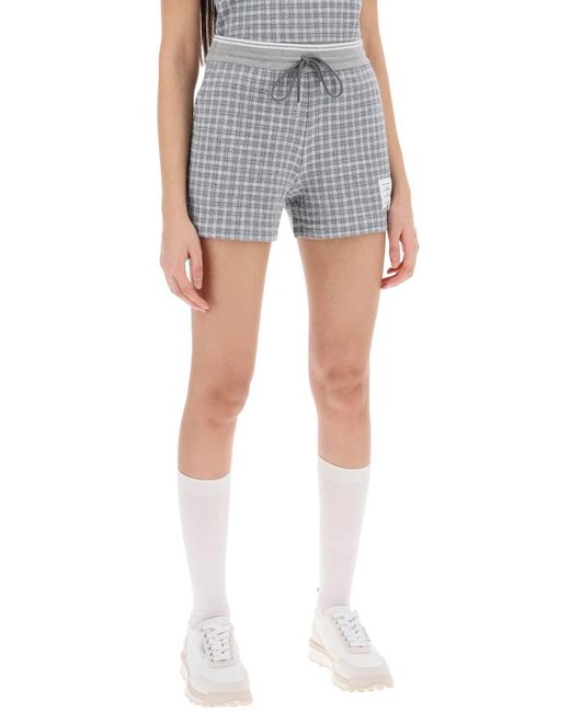 Thom Browne Gray Check Tweed Sweatshorts