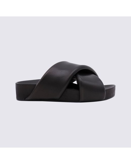 Jil Sander Black Leather Sandals | Lyst Australia