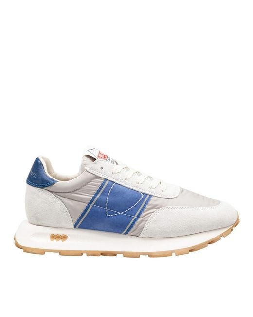 Philippe Model Blue Running Sneakers In Technical Fabric And Suede